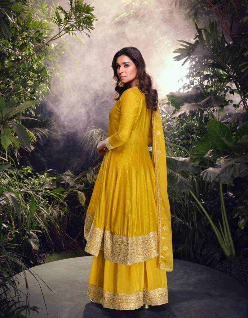 Radiant Jacquard Silk Anarkali Palazzo Suit