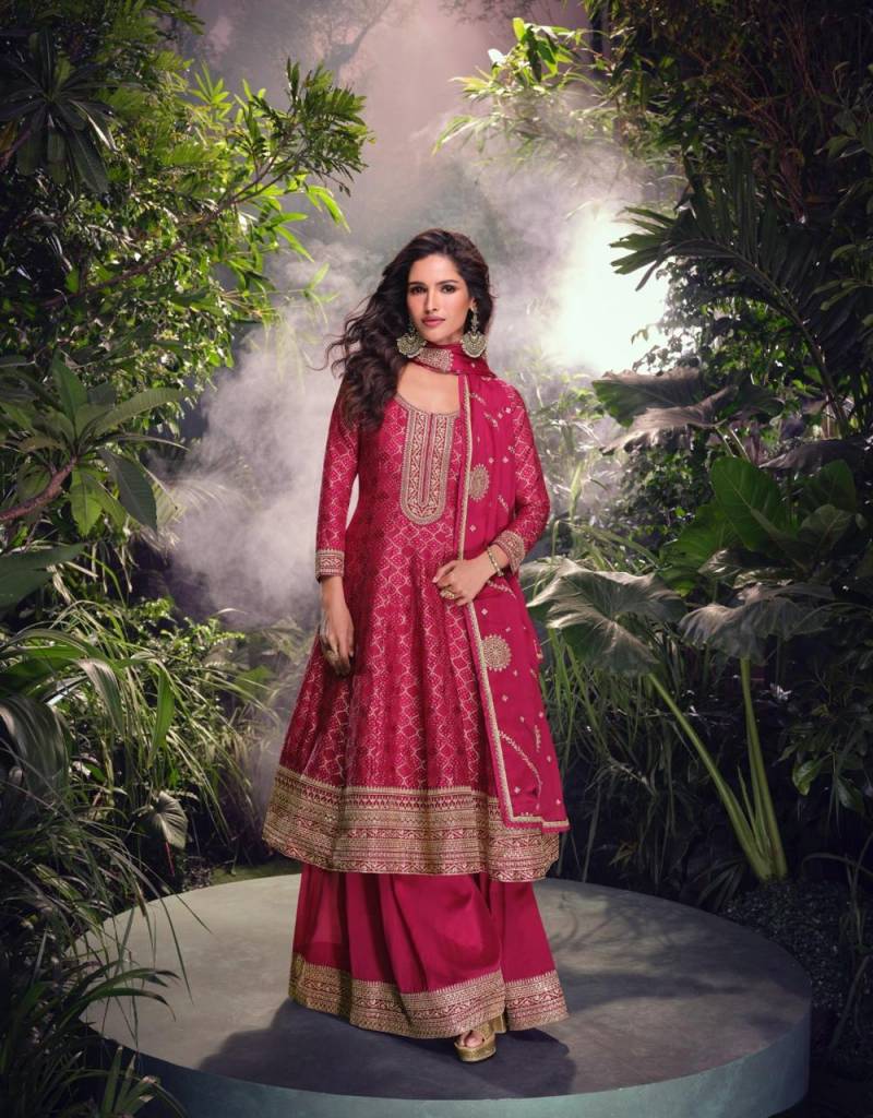 Radiant Jacquard Silk Anarkali Palazzo Suit