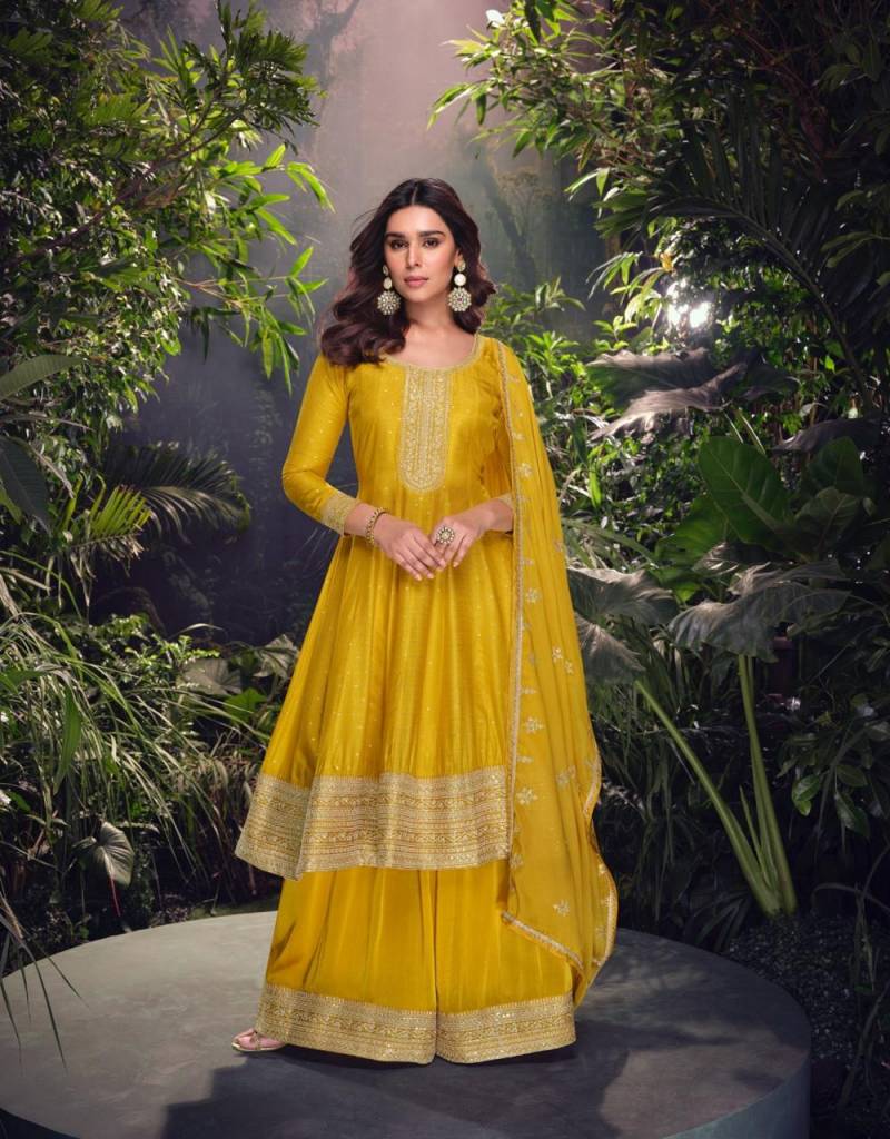 Radiant Jacquard Silk Anarkali Palazzo Suit