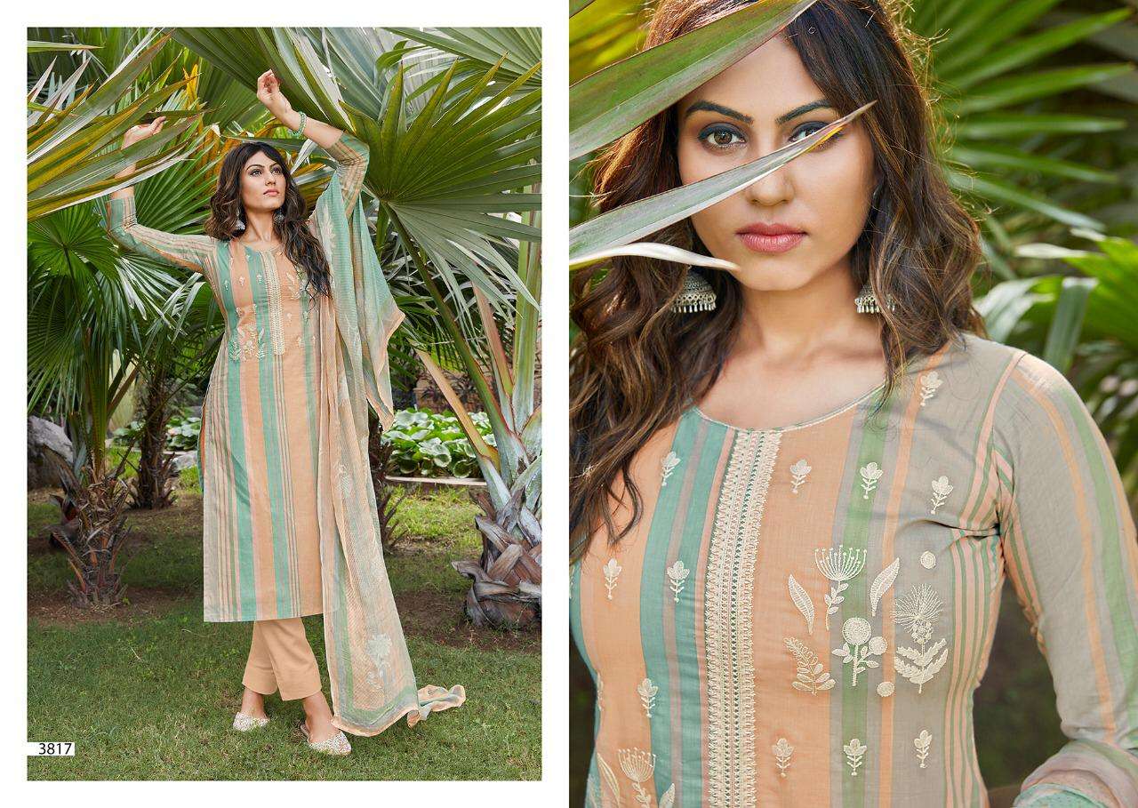 Printed Salwar Kameez Fabric with Fancy Embroidery Work