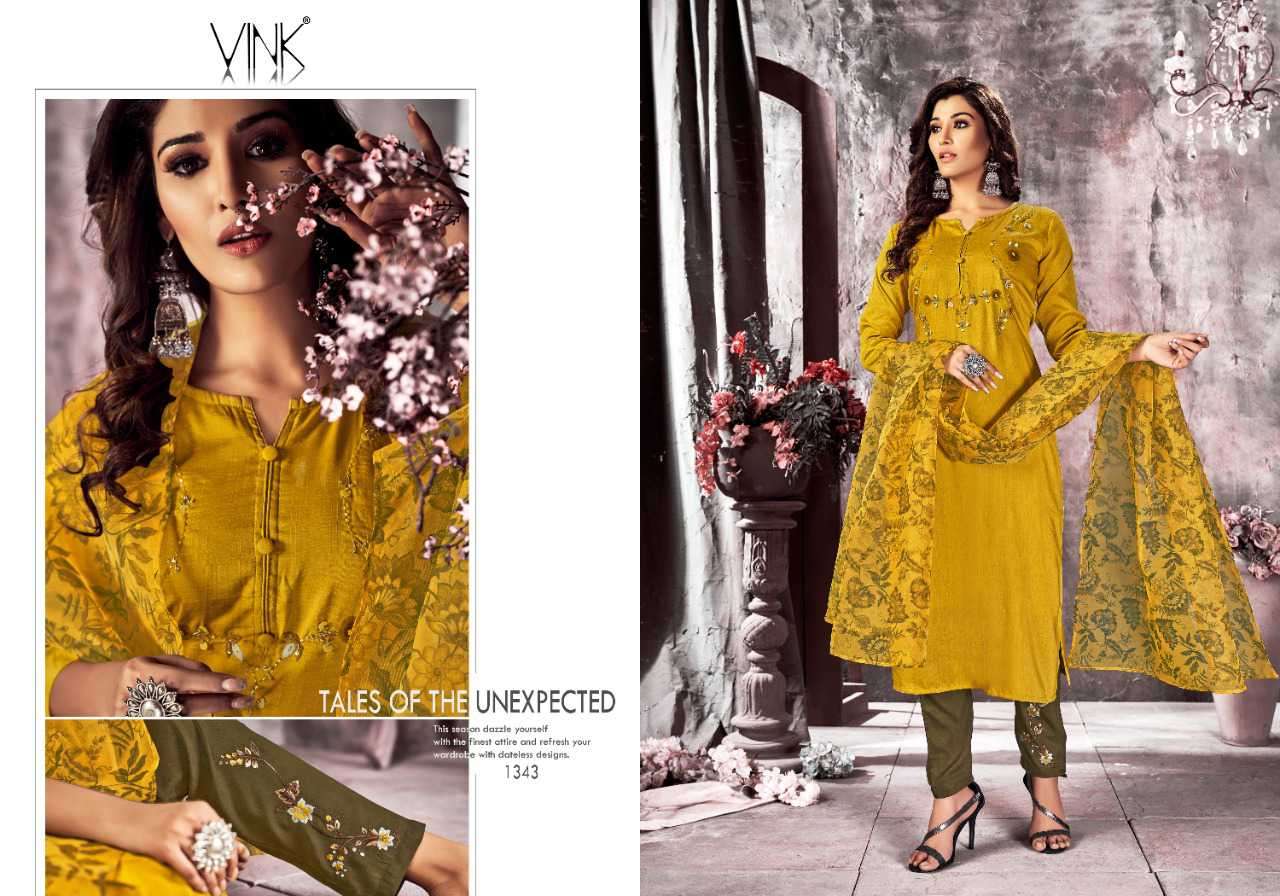 Lustrous Silk Suit Ensemble with Intricate Detailing