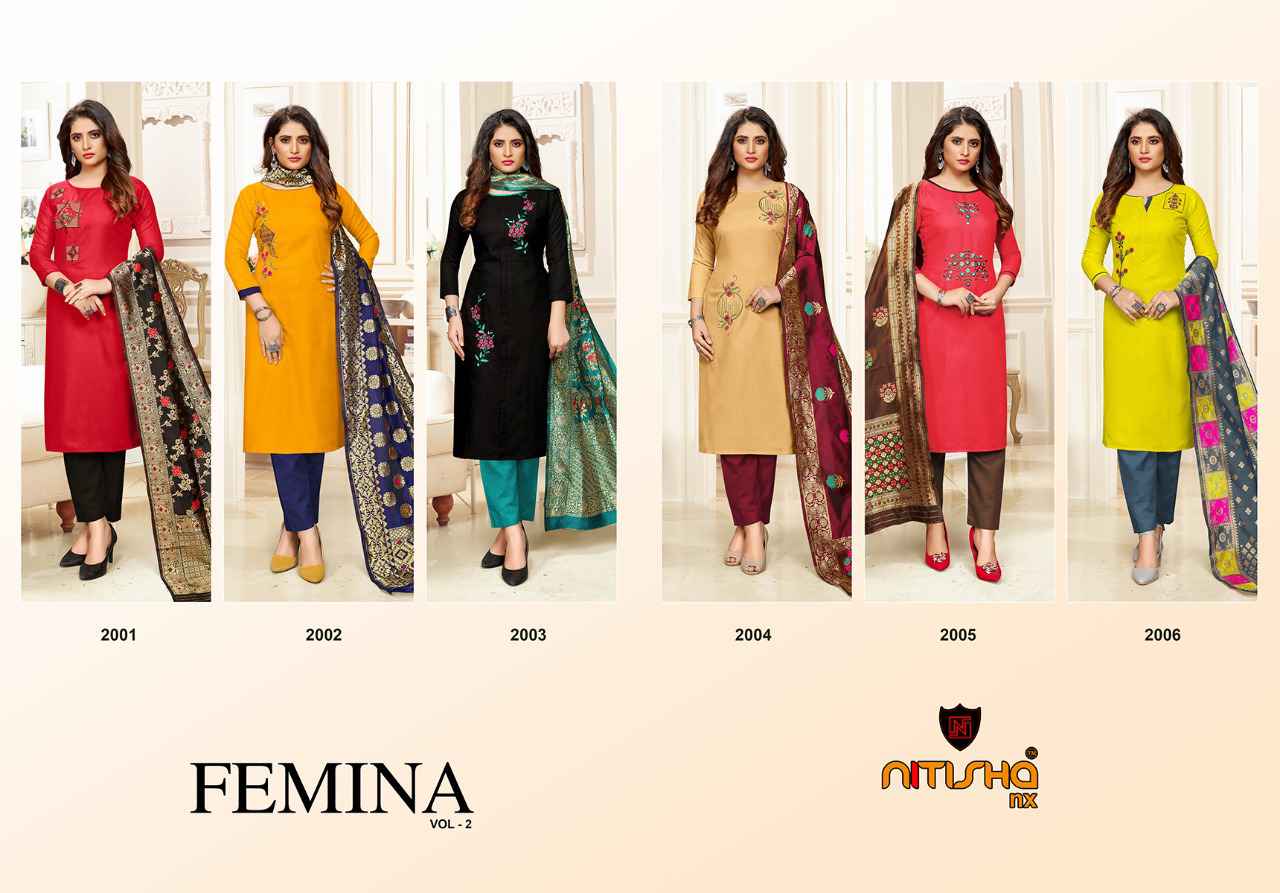 Stylish Cotton Slub Kurti Set with Banarasi Flair