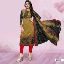 Vibrant  Dress Material Set with Printed Design and Chiffon Dupatta