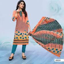 Vibrant  Dress Material Set with Printed Design and Chiffon Dupatta