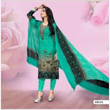Vibrant  Dress Material Set with Printed Design and Chiffon Dupatta