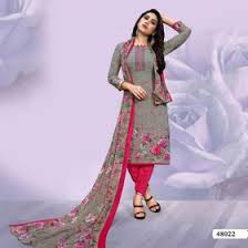 Vibrant  Dress Material Set with Printed Design and Chiffon Dupatta